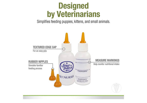 Four Paws Pet Nursing Feeding Bottle for Kittens & Puppies, 2 oz