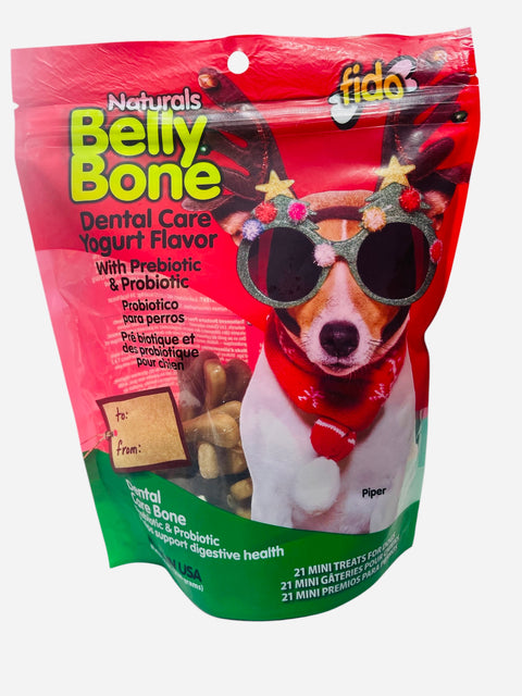 fido belly bones dental care yogurt flavor with prebiotic and probiotics 8 oz 21 treats