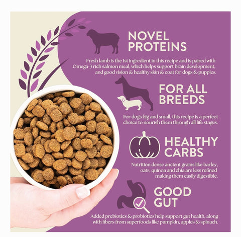 Earthborn Holistic Unrefined Roasted Lamb with Ancient Grains & Superfoods Dry Dog Food, 25-lb bag