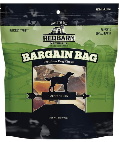 Redbarn All-Natural Bargain Bag Variety Pack of Premium Dog Chews - Grain-Free Dental Treats for All Breeds- Made in USA with No Artificial Ingredients - 2 lb. Bag