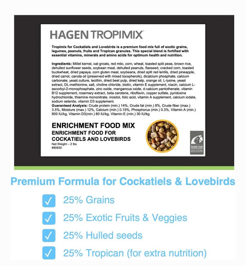 Hari Tropimix Peanut Flavored Lovebird & Cockatiel Bird Food, 2-lb bag