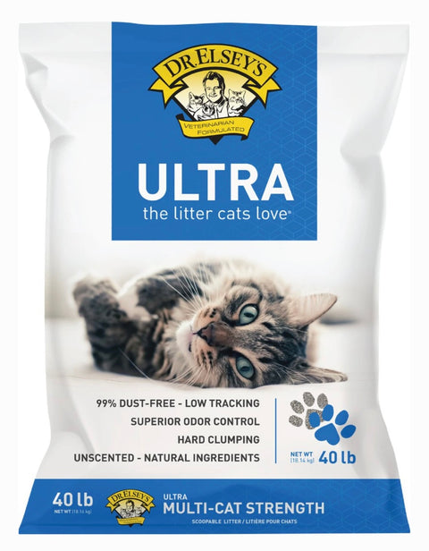 Dr. Elsey's Ultra Unscented Clumping Clay Cat Litter, 40-lb bag