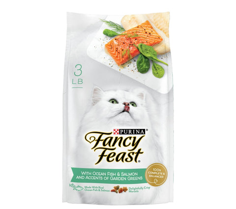 Purina Fancy Feast Dry Cat Food with Ocean Fish and Salmon, 3 lb. Bag