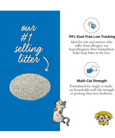 Dr. Elsey's Premium Clumping Cat Litter - Ultra - 99.9% Dust-Free, Low Tracking, Hard Clumping, Superior Odor Control, Unscented & Natural Ingredients 18 lbs