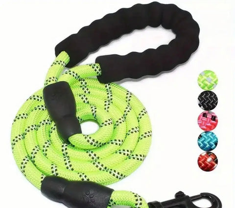 Reflective Dog Leash With Comfortable Padded Handle - Double Heavy Duty Traction Rope For Strong Dogs - Enhance Safety And Control On Walks