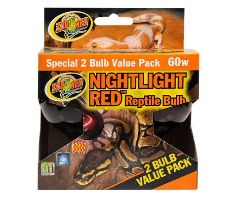 Zoo Med Nightlight Reptile Bulb, 60-watt, Red 2 pack