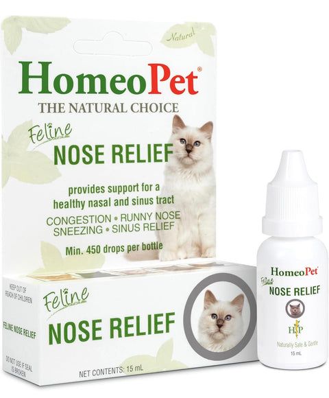 HomeoPet Feline Nose Relief, Natural Nasal and Sinus Medicine for Cats, Pet Medicine, 15 Milliliters