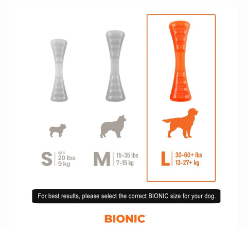 Bionic Urban Stick Tough Treating Dog Chew Toy, Orange, Large: 10-in