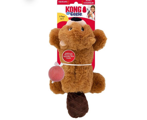 KONG Cozie Pocketz Beaver Puzzle Interactive Dog Toy (Medium)