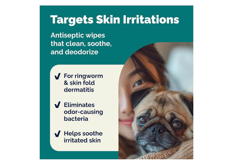 Vetnique Dermabliss Chlorhexidine for Dogs & Cats Wipes - Ketoconazole Medicated Antibacterial & Antifungal Skin Wipes for Hot Spots, Yeast Infection, Yeasty Paws, Itch & Smelly Folds, 50 Count Small