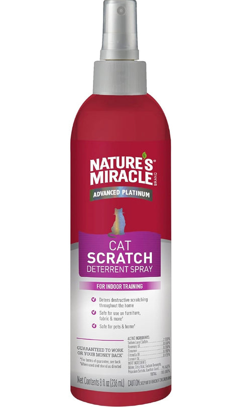 Nature's Miracle Advanced Platinum Cat Scratch Deterrent Spray, 8 Ounces, Discourages Destructive Scratching New Formula - 8oz