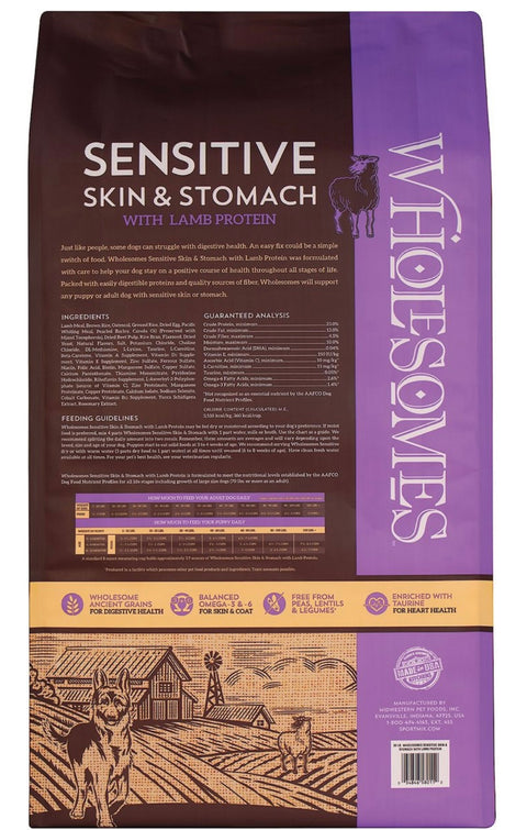 Wholesomes Sensitive Skin & Stomach with Lamb Protein Dry Dog Food, 30-lb bag