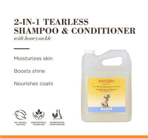 Burt's Bees for Pets Puppies Tearless 2-in-1 Dog Shampoo | Dog Shampoo for Puppies Soothes and Softens Dog Fur | Natural Dog Shampoo for All Dogs Puppy Shampoo Gallon Shampoo