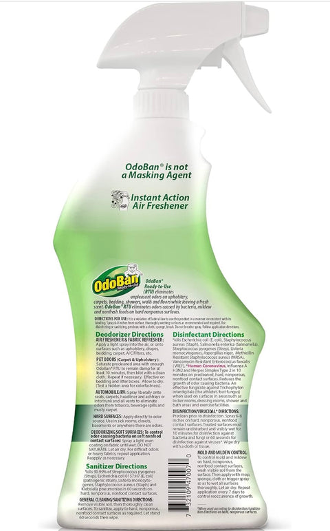 OdoBan Ready-to-Use Disinfectant and Odor Eliminator, 32 Ounce Spray Bottle, Original Eucalyptus Scent