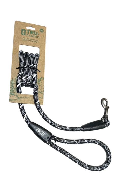tru canine climbing rope leash reflective stitching 5 f long