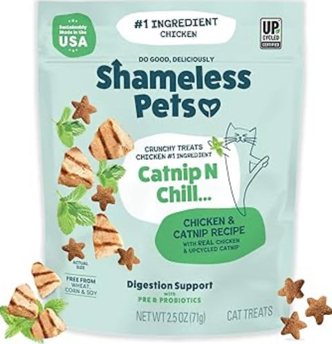 Shameless Pets Digestive Health Catnip Chicken Crunchy Cat Treats
