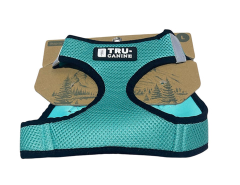 tru canine mash harness teel and black large size