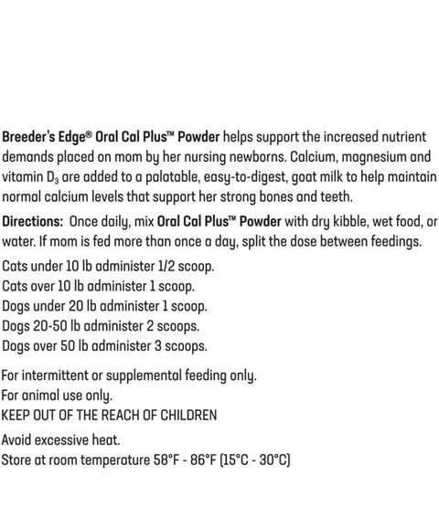 Revival Animal Health Breeder's Edge Oral Cal Plus Powder- Calcium Supplement for Dogs & Cats- 300gm