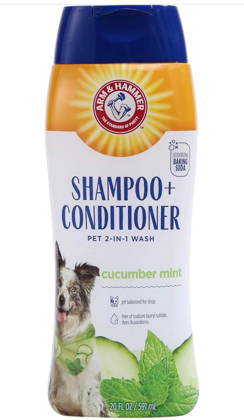 Arm & Hammer for Pets 2-In-1 Shampoo & Conditioner for Dogs | Dog Shampoo & Conditioner in One | Cucumber Mint, 20 Ounce Bottle Dog Shampoo and Conditioner for All Dogs