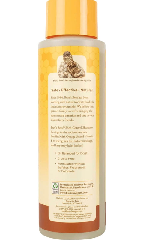 Burt's Bees for Pets Naturally Derived Shed Control Shampoo with Omega 3 and Vitamin E - Shedding Dog Shampoo Cruelty Free - Formulated without Sulfates and Parabens, pH Balanced, 16 Fl Oz