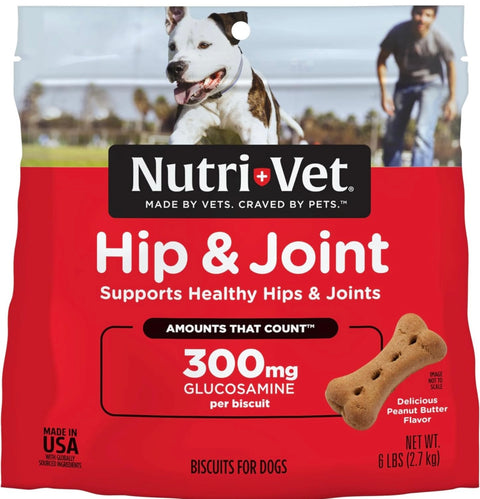 Nutri-Vet Hip & Joint Biscuits for Dogs - Tasty Dog Glucosamine Treat & Dog Joint Supplement - MEDIUM Biscuit with 300mg Glucosamine - 6 LB Bag (Packaging May Vary)