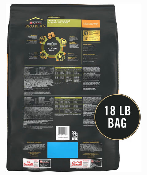 Purina Pro Plan Adult Weight Management Formula Dry Dog Food, 18-lb bag