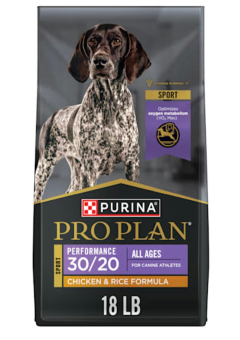 Purina Pro Plan Sport Performance 30/20 Chicken and Rice Formula High Protein Dog Food - 18 lb. Bag