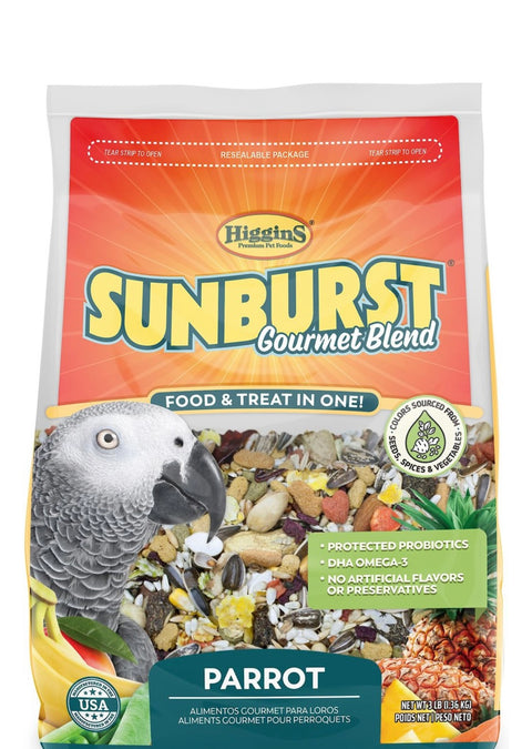 Higgins Sunburst Gourmet Blend Parrot Bird Food 3 lbs