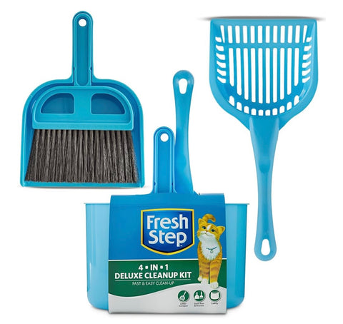 Fresh Step Starter Kit for Cats - Cat Litter Box Cleanup Kit with Everything Pet Parents Need - Deluxe Clean Up Set