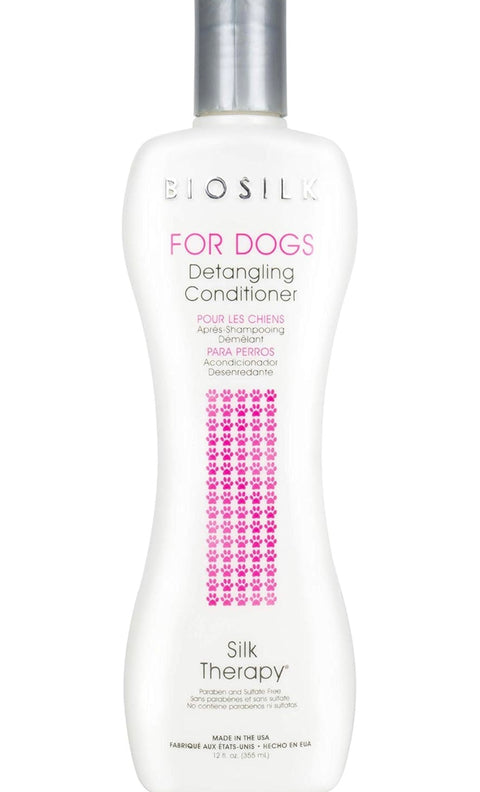 BioSilk for Dogs Silk Therapy Dog Detangling Conditioner - Moisturizing Dog Hair Detangler for Dematting, Conditioning Matted Hair and Tangle Remover - Dog Grooming Supplies, 12 Fl Oz