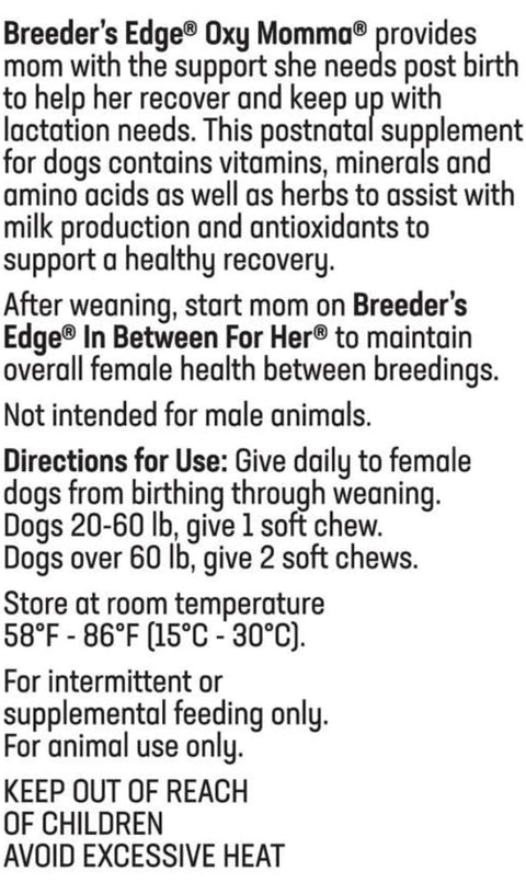 Revival Animal Health Breeder's Edge Oxy Momma- Nursing & Recovery Supplement- for Medium & Large Dogs- 40ct Soft Chews