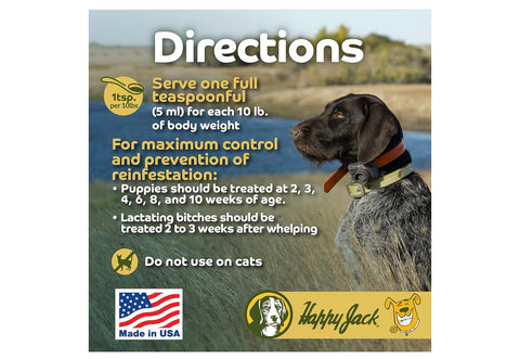Happy Jack Liqui-Vict 2X Liquid Dog Dewormer for Large, Medium & Small Breeds (2 oz), Wormer Removes Roundworms & Hookworms, for Puppies to Seniors to Lactating Moms