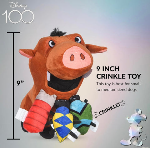 Pumbaa Burrow Dog Toy with Mini Removable Plushes 9in | Disney Dog Toys | Plush Toy for Dogs Inspired by Pumbaa from The Lion King with Crinkle