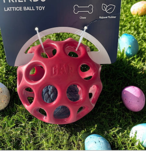 lattice ball toy red color natural rubber