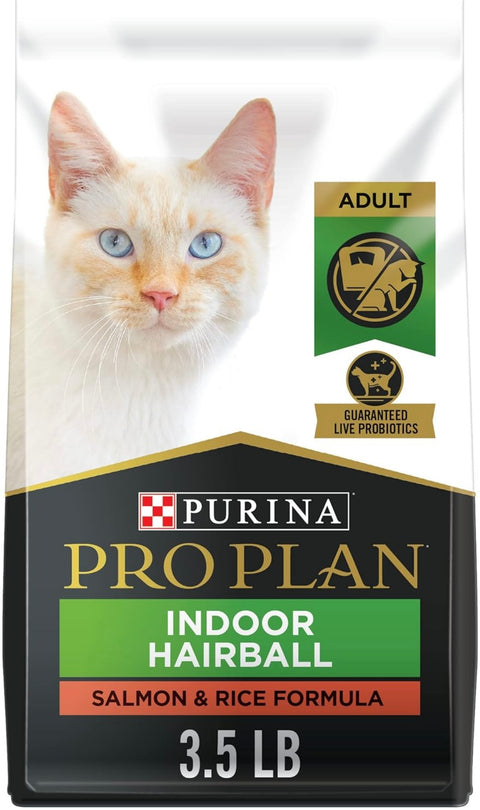 Purina Pro Plan Hairball Management, Indoor Cat Food, Salmon and Rice Formula - 3.5 lb. Bag