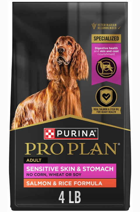 Purina Pro Plan Adult Sensitive Skin & Stomach Salmon & Rice Formula Dry Dog Food, 4-lb bag