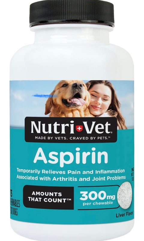 Nutri-Vet Aspirin for Dogs | Medium to Large Dogs | 300mg | 75 count