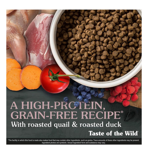 Taste of the Wild Lowland Creek Premium Real Meat Recipe with Roasted Quail & Duck Grain-Free Dry Cat Food 14 lbs