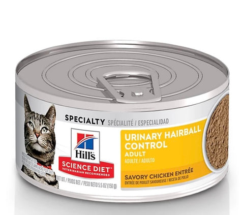 Hill's Science Diet Adult Urinary and Hairball Control Savory Chicken Pate Wet Cat Food, 5.5 oz