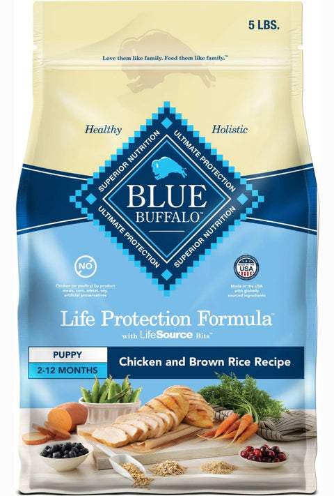 Blue Buffalo Life Protection Formula Puppy Chicken & Brown Rice Recipe Dry Dog Food, 5-lb bag