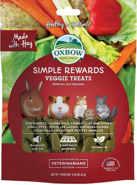 Oxbow Simple Rewards Veggie and Hay Blend Treats for Rabbits, Guinea Pigs, Chinchillas, and Small Pets 3 Ounce