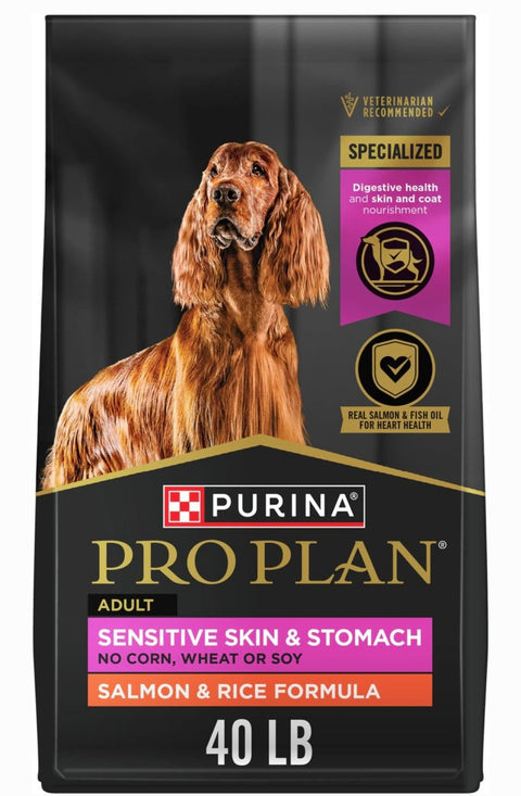 Purina Pro Plan Adult Sensitive Skin & Stomach Salmon & Rice Formula Dry Dog Food, 40-lb bag