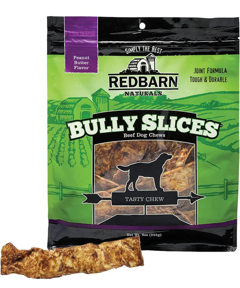 Redbarn Bully Slices for Dogs, Highly Palatable, Long-Lasting Natural Dental Treats with Functional Ingredients, 9 oz. Peanut Butter