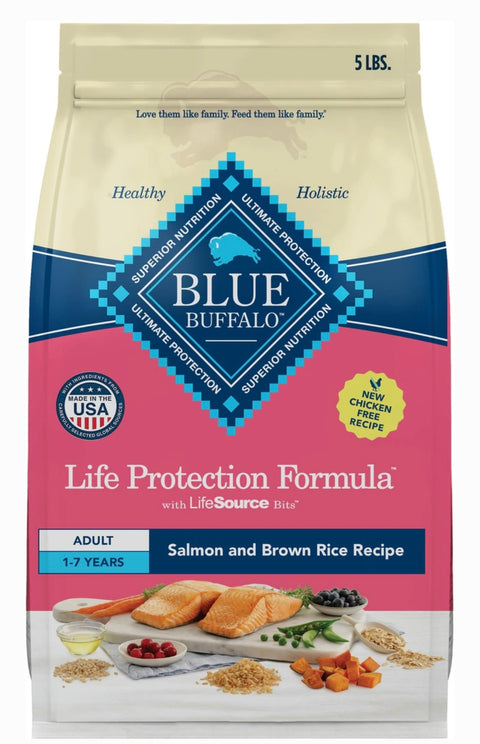 Blue Buffalo Life Protection Formula Adult Salmon & Brown Rice Recipe Dry Dog Food, 5-lb bag