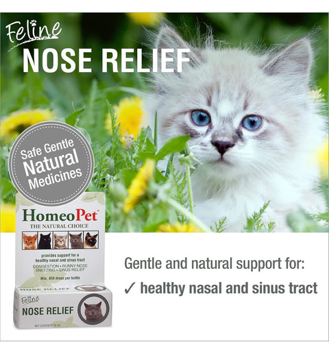 HomeoPet Feline Nose Relief, Natural Nasal and Sinus Medicine for Cats, Pet Medicine, 15 Milliliters