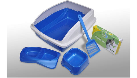 Van Ness Kitten And Cat Starter Kit, 5 Piece Set with High Side Litter Box, Water Bowl, Double Feeder, Litter Scoop, Litter Box Liners