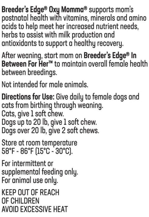 Revival Animal Health Breeder's Edge Oxy Momma- Nursing & Recovery Supplement- for Small Dogs & Cats- 40ct Soft Chews