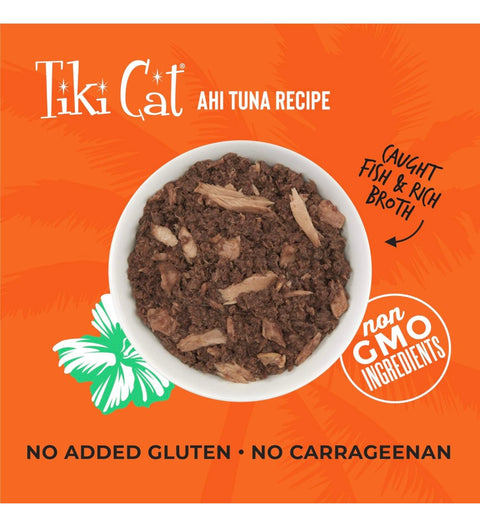 Tiki Cat Grill, Ahi Tuna, High-Protein and 100% Non-GMO Ingredients, Wet Whole Foods Cat Food for All Life Stages, 6 oz. Cans
