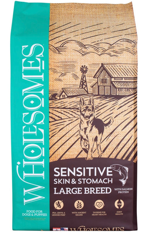 Wholesomes Sensitive Skin & Stomach Large Breed Salmon Dry Dog Food, 30-lb bag