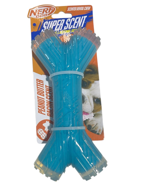 nerf dog super scented dental chew peanut butter bacon scented